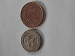 Pièces 5 centimes 1895 + 2 centimes 1912, Ophalen, 2 cent