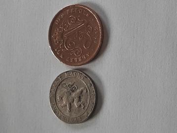 Pièces 5 centimes 1895 + 2 centimes 1912 beschikbaar voor biedingen