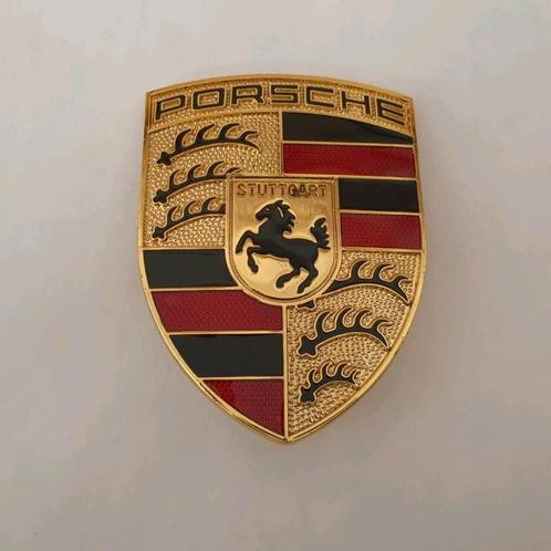 Porsche metalen capot logo +- 68 mm x +- 50 mm, Auto-onderdelen, Carrosserie, Motorkap, Porsche, Voor, Nieuw, Ophalen of Verzenden