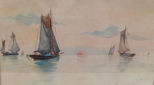 marine schilderij CHARLES ROUSSEL (1861-1936), Antiek en Kunst, Kunst | Schilderijen | Klassiek, Ophalen of Verzenden