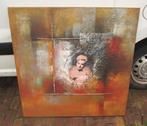 Mooi modern Geschilderd Werk - Blonde Vrouw Ingekaderd, Antiek en Kunst, Ophalen