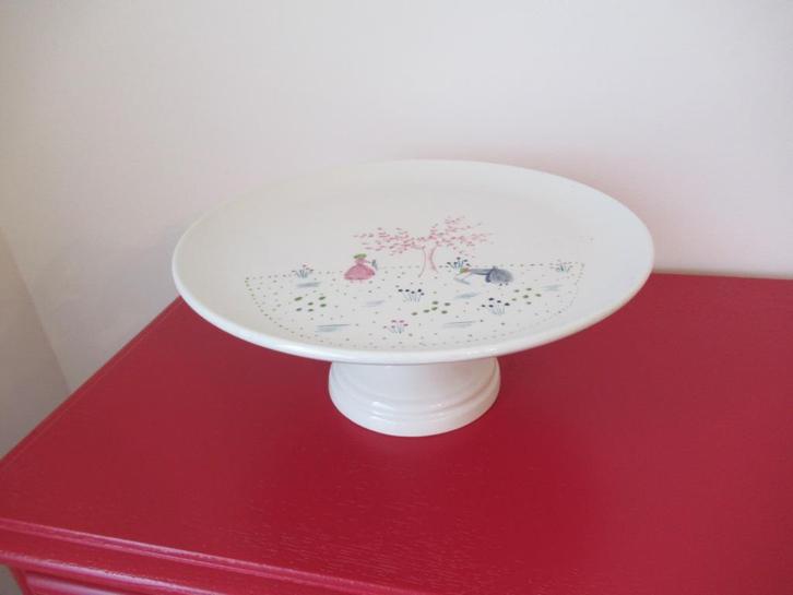 taartschotel op voet-porselein-craquelé-VINTAGE, Antiek en Kunst, Antiek | Servies los, Ophalen of Verzenden