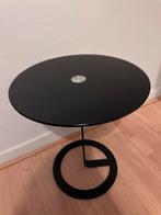 Zwart bijzettafeltje glas/metaal, Huis en Inrichting, Minder dan 55 cm, Rond, Modern, Ophalen