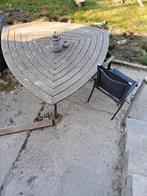 Tafel+6 stoelen 100% teakhout FSC+ALU 160X160 originele vorm, Tuin en Terras, Ophalen, Gebruikt