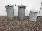 lot de 3 anciennes poubelles en galva, Enlèvement