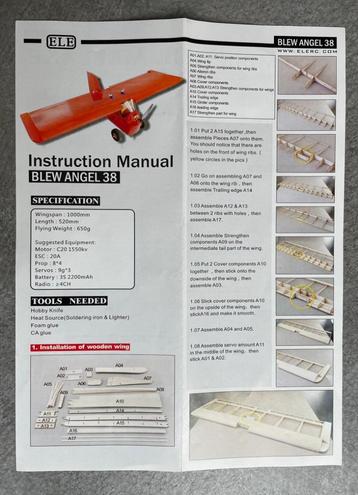 RC-vliegtuig: Blew Angel 38 lasergesneden kit 1000 mm beschikbaar voor biedingen