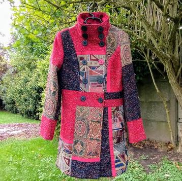 Manteau en laine patchwork