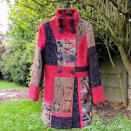 Manteau en laine patchwork, Vêtements | Femmes, Vestes | Hiver, Porté, Taille 36 (S), Rouge, Enlèvement ou Envoi