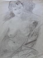 RENE MELS / NAAKTE VROUW / ORIGINEEL WERK / 70x52cm / SIG, Antiek en Kunst, Ophalen of Verzenden