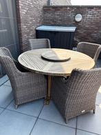 Ronde teak tafel met draaischijf, Tuin en Terras, Ophalen, Gebruikt, Teakhout
