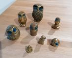 7 uilen en 1 kleine bronzen bouda, Antiek en Kunst, Ophalen of Verzenden, Brons