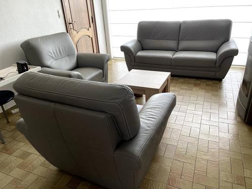 modern salon - volleder - zo goed als nieuw, Huis en Inrichting, Zetels | Complete zithoeken, Zo goed als nieuw, Hout, Leer, Ophalen