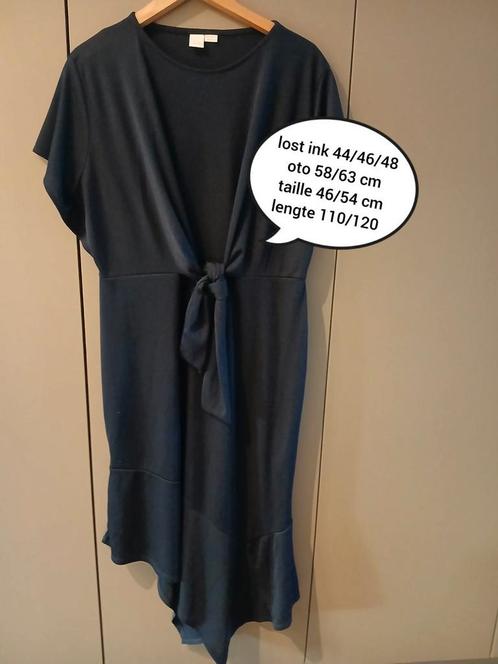 Kleed van lost ink 44/46/48, Kleding | Dames, Jurken, Zo goed als nieuw, Maat 46/48 (XL) of groter, Blauw, Onder de knie, Ophalen of Verzenden