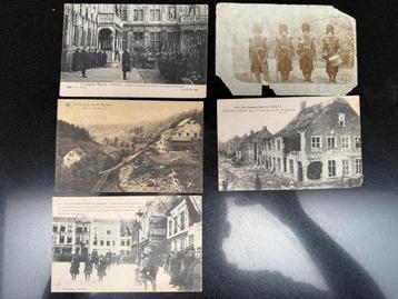 5 postkaarten waarvan 3 van WOI beschikbaar voor biedingen