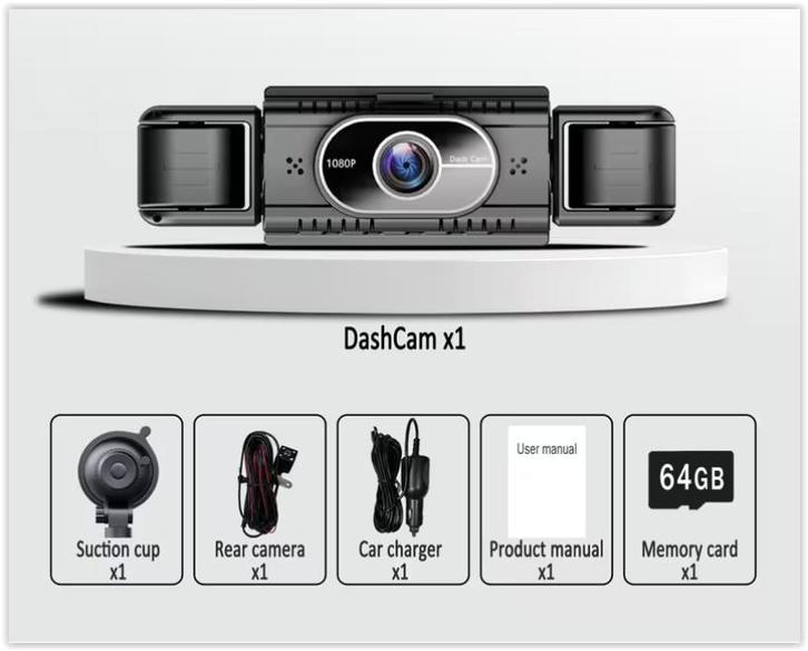 Dashcam 4 canaux pour voiture : Caméras avant 1080P,, Auto diversen, Dashcams, Nieuw, Ophalen of Verzenden