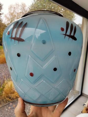 1950s vintage vaas glas Art Deco stijl domino beschikbaar voor biedingen