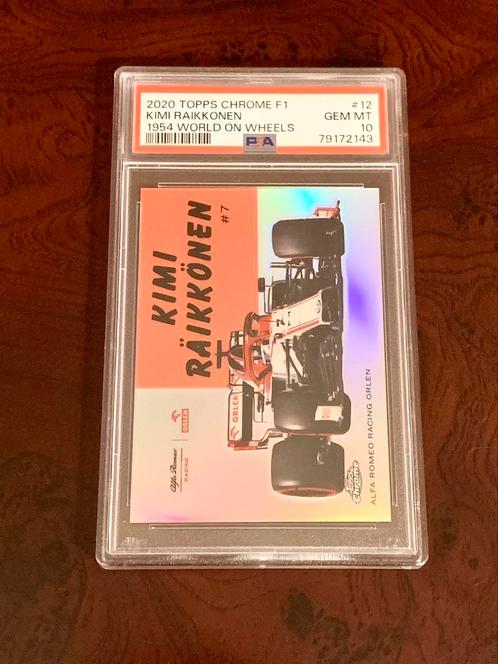 2020 Topps Chrome F1 Kimi Raikkonen Alfa Romeo PSA 10 card, Hobby en Vrije tijd, Stickers en Plaatjes, Nieuw, Plaatje