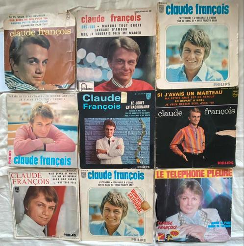 Claude François - lot de 9 45t, Verzamelen, Muziek, Artiesten en Beroemdheden, Zo goed als nieuw