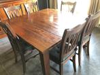 Tafel en 6 stoelen in kerselaar, Huis en Inrichting, Ophalen, Gebruikt, Vierkant, Landelijk