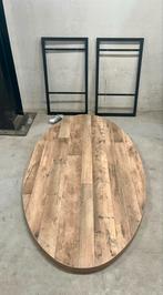 Eettafel ovaal eiken staal zwart 1.80 x 1.00 M, Huis en Inrichting, Tafels | Eettafels, Ophalen, Eikenhout, Nieuw, Vijf personen of meer