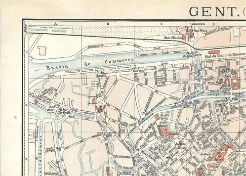 1906 - Gent - groot vooroorlogs stadsplan, Antiquités & Art, Art | Eaux-fortes & Gravures, Envoi