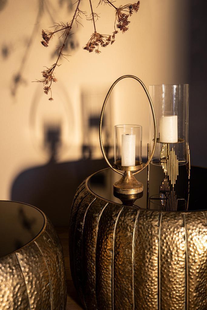 SET van 2 metalen salontafels REDD rond 77 en 57 GOUD, Huis en Inrichting, Tafels | Salontafels, Nieuw, 50 tot 75 cm, 50 tot 100 cm