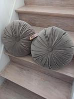 2 Ronde kussens : ca.38 cm, Huis en Inrichting, Woonaccessoires | Kussens, Ophalen, Nieuw, Beige, Rond