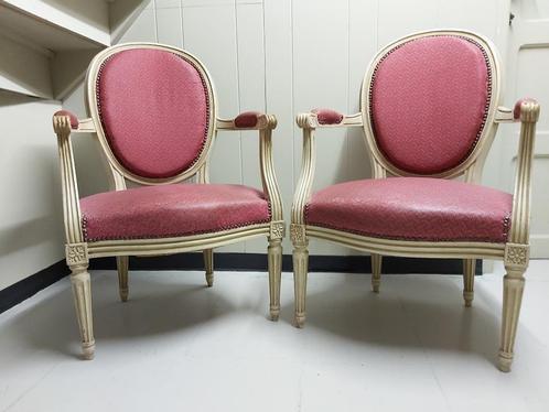 Provençaalse stoelen, Huis en Inrichting, Stoelen, Gebruikt, Vijf, Zes of meer stoelen, Hout, Stof, Rood, Ophalen