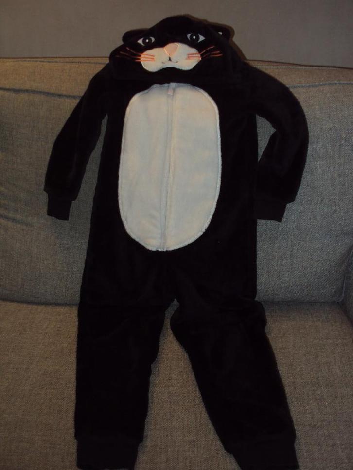 Zwarte onesie / verkleedpak/ huispak KAT  Maat 5 - 6 jaar, Kinderen en Baby's, Carnavalskleding en Verkleedspullen, Ophalen of Verzenden
