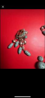 Bijoux vintage turquoise recomposée, Enlèvement, Autres matériaux, Broche