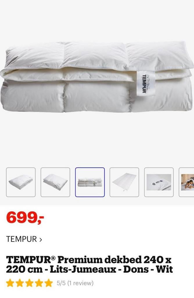 TEMPUR dekbed met ganzendons, Ophalen, Wit, Deken of Dekbed, Nieuw