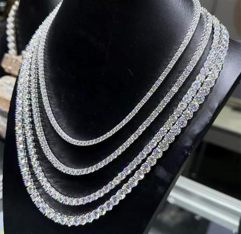 Luxe moissanite ketting – schittert als diamant – NIEUW, Handtassen en Accessoires, Kettingen, Nieuw, Zilver, Zilver, Met edelsteen