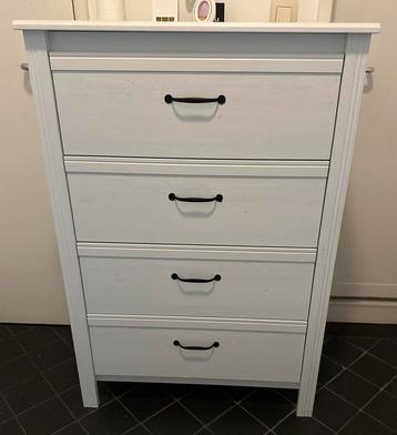 Witte ladekast met 4 lades - goede staat., 3 ou 4 tiroirs, 25 à 50 cm, Enlèvement, Utilisé