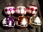6 vintage kerstballen in verschillende kleuren, Diversen, Zo goed als nieuw, Ophalen