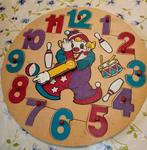 Houten Clown puzzel klok, Kinderen en Baby's, Speelgoed | Kinderpuzzels, Ophalen of Verzenden, Zo goed als nieuw