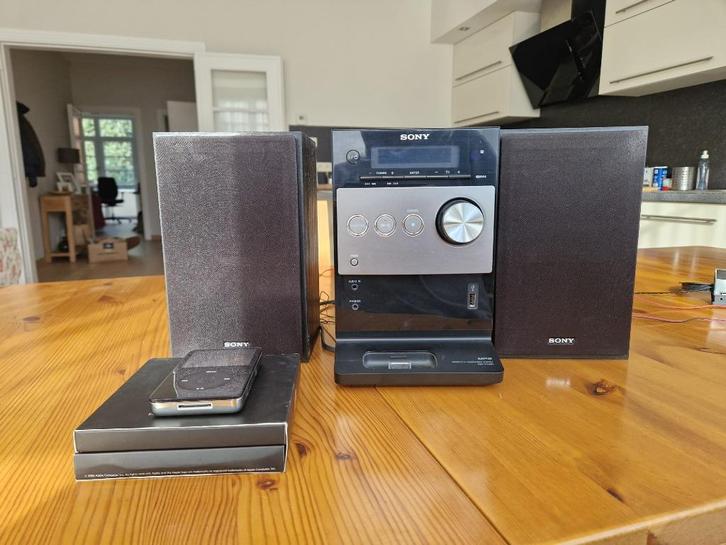 Sony HiFi-microcomponent + iPod te koop, Audio, Tv en Foto, Stereoketens, Zo goed als nieuw, Cd-speler, Tuner of Radio, Speakers