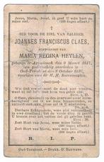 Bp. Claes Joannes. ° Arendonck 1847 † Oud-Turnhout 1910, Verzamelen, Bidprentjes en Rouwkaarten, Ophalen of Verzenden, Bidprentje