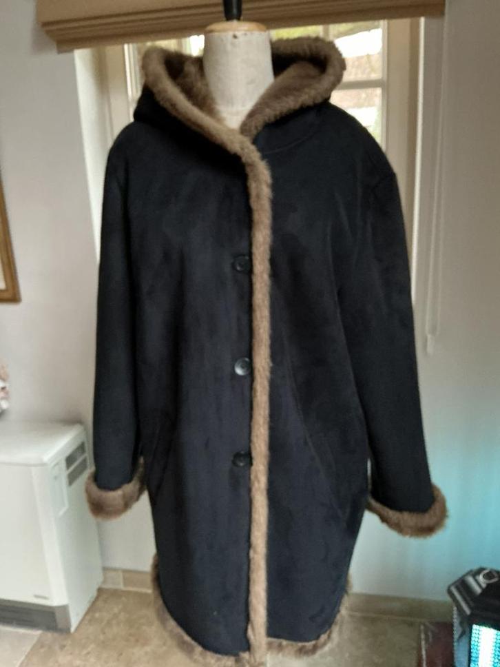 Winterjas met kap, maat 46 , Balmain, Kleding | Dames, Jassen | Winter, Zo goed als nieuw, Zwart, Ophalen of Verzenden