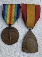 Medailles, LOT 1914-18, Victory en Herinneringsmedaille WOI, Verzamelen, Ophalen of Verzenden, Landmacht, Lintje, Medaille of Wings