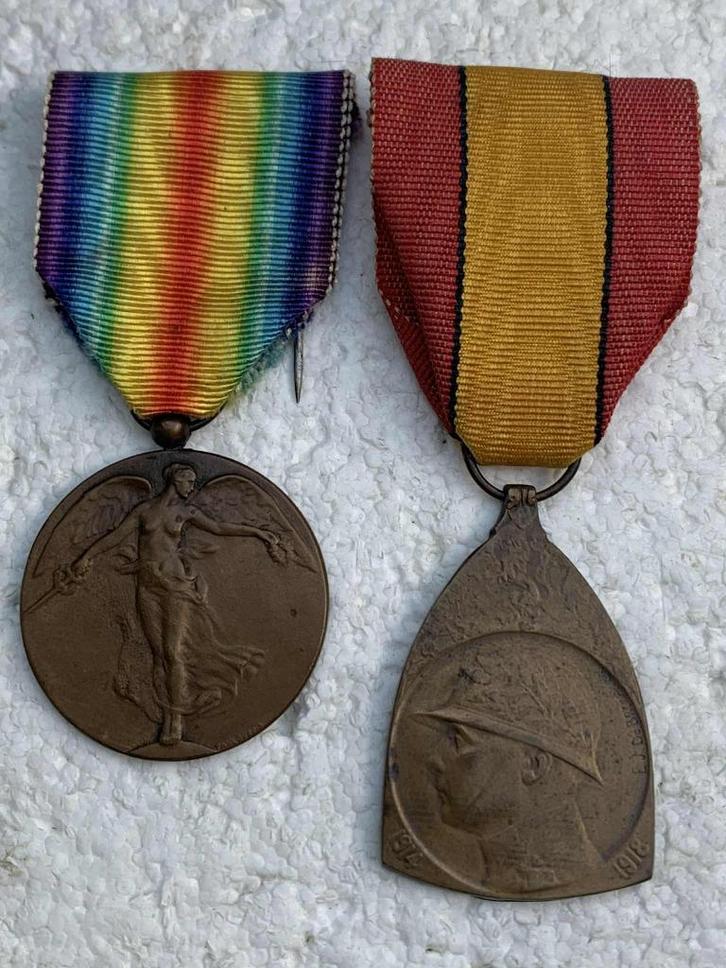 Medailles, LOT 1914-18, Victory en Herinneringsmedaille WOI, Verzamelen, Militaria | Algemeen, Landmacht, Lintje, Medaille of Wings