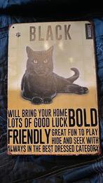 Plaque panneau mural decoratif metal chat noir, Enlèvement, Neuf