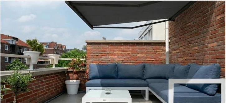 zonneluifel zwarte cassette, grijze doek 2,5 x 2m, Tuin en Terras, Zonneschermen, Ophalen