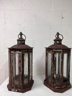 Ensemble de 2 anciennes lanternes suspendues / porte-cartes, Enlèvement ou Envoi, Verre
