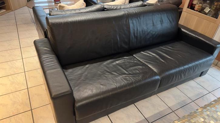 Leren 4-zitsbank te koop – Echt leder, in uitstekende staat!, Huis en Inrichting, Zetels | Zetels, Zo goed als nieuw, Leer, Ophalen
