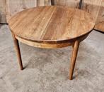 Antieke eiken ronde eettafel met 4 stoelen, Huis en Inrichting, Ophalen, Zo goed als nieuw, Vier personen, Eikenhout