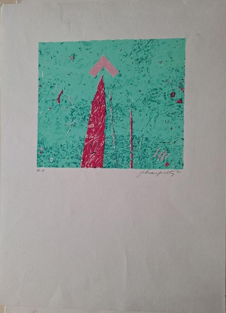 kleurrijke zeefdruk Fik Van Gestel, Antiek en Kunst, Kunst | Litho's en Zeefdrukken, Ophalen