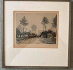 Hoeves langs een zandweg. Jos Stokbroeckx, Antiek en Kunst, Kunst | Etsen en Gravures, Ophalen