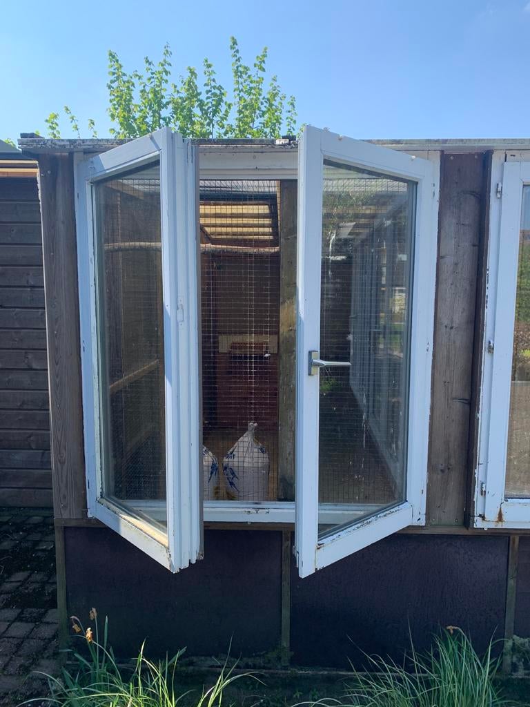 Houten ramen., Doe-het-zelf en Bouw, Glas en Ramen, Gebruikt, Overige typen, 120 tot 160 cm, 120 tot 160 cm, Dubbelglas, Ophalen