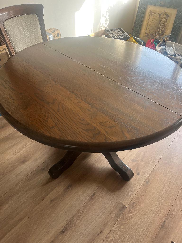 Eetkamertafel rond tot ovaal uit te breiden, Huis en Inrichting, Tafels | Eettafels, Ophalen, Gebruikt, 100 tot 150 cm, Rond