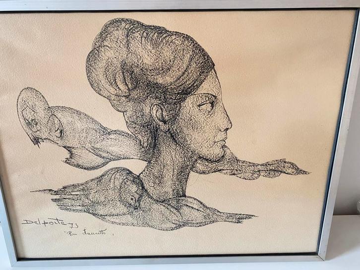 Charles Delporte tekening 1928-2012, Antiek en Kunst, Kunst | Tekeningen en Fotografie, Ophalen of Verzenden